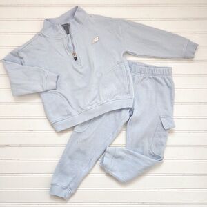 NEW BALANCE Ice Blue Quarter Zip Pullover & Joggers Athleisure Set